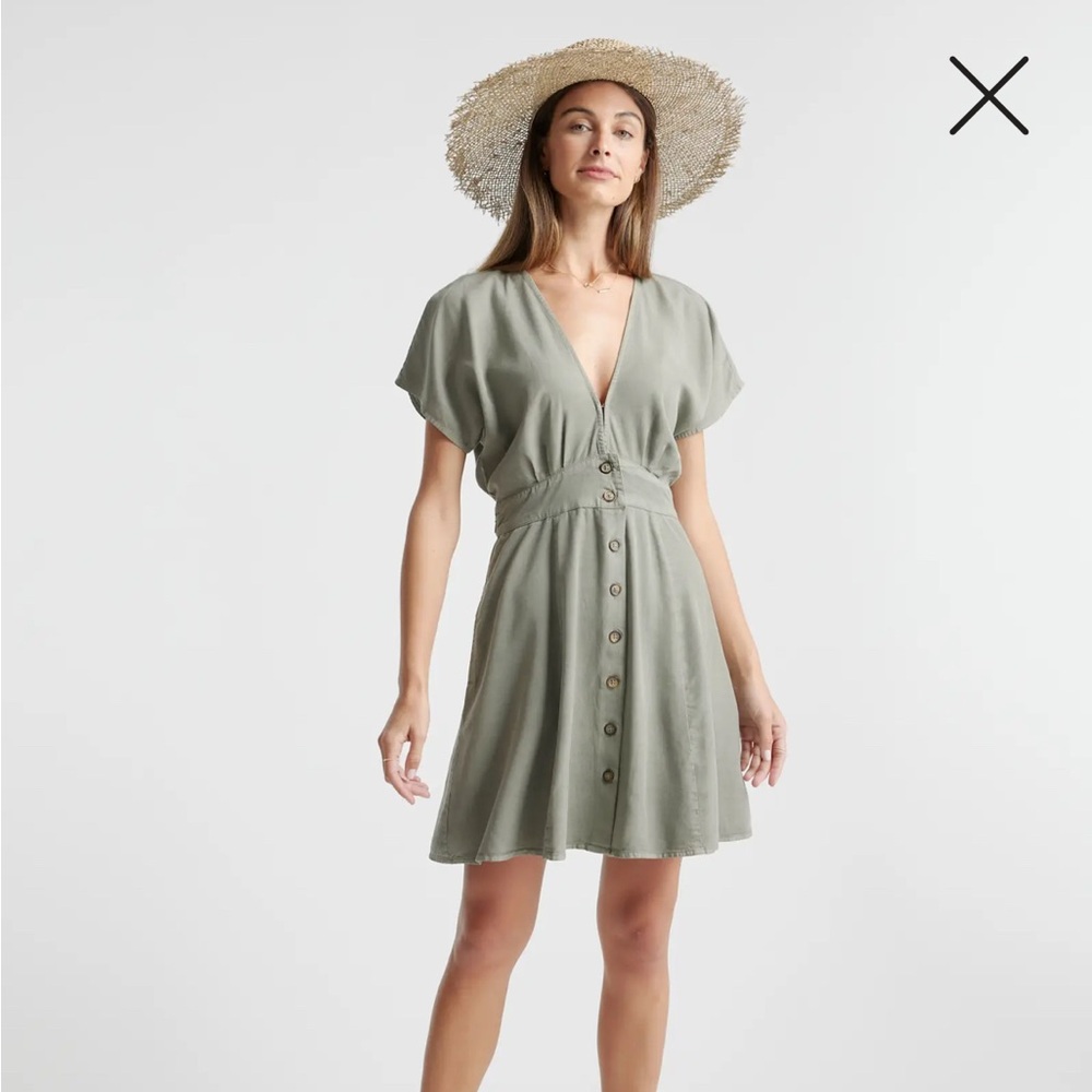 Quince Vintage Wash Tencel Button Front Dress